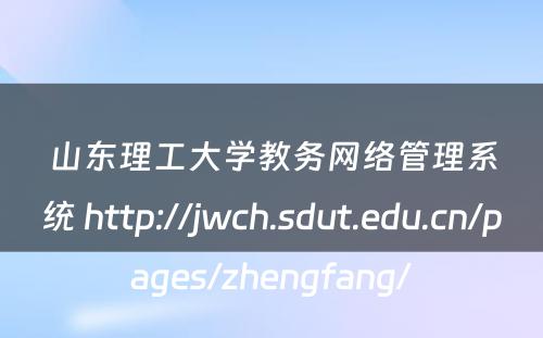 山东理工大学教务网络管理系统 http://jwch.sdut.edu.cn/pages/zhengfang/