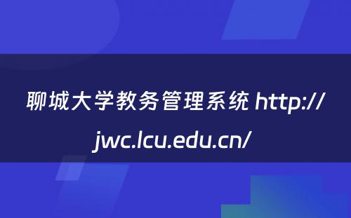 聊城大学教务管理系统 http://jwc.lcu.edu.cn/