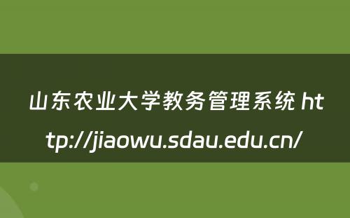 山东农业大学教务管理系统 http://jiaowu.sdau.edu.cn/