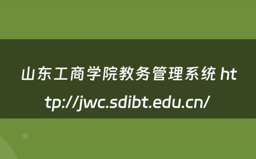 山东工商学院教务管理系统 http://jwc.sdibt.edu.cn/