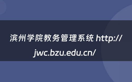 滨州学院教务管理系统 http://jwc.bzu.edu.cn/