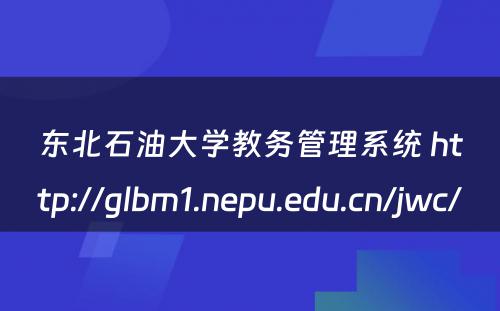 东北石油大学教务管理系统 http://glbm1.nepu.edu.cn/jwc/