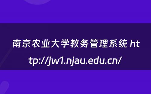 南京农业大学教务管理系统 http://jw1.njau.edu.cn/