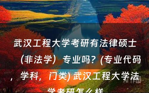 武汉工程大学考研有法律硕士（非法学）专业吗？(专业代码，学科，门类) 武汉工程大学法学考研怎么样