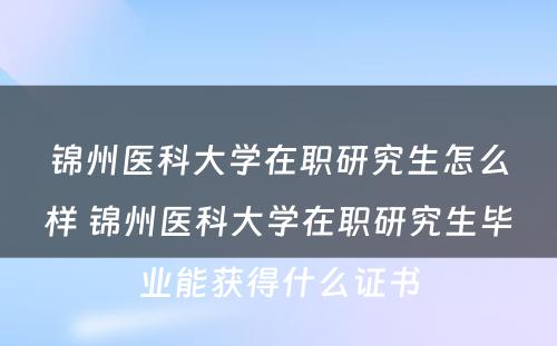 锦州医科大学在职研究生怎么样 锦州医科大学在职研究生毕业能获得什么证书