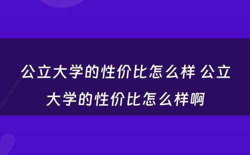 公立大学的性价比怎么样 公立大学的性价比怎么样啊