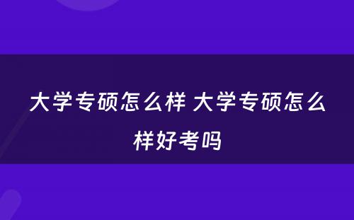 大学专硕怎么样 大学专硕怎么样好考吗