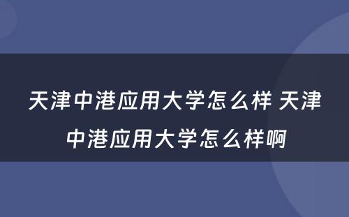 天津中港应用大学怎么样 天津中港应用大学怎么样啊