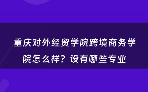 重庆对外经贸学院跨境商务学院怎么样？设有哪些专业