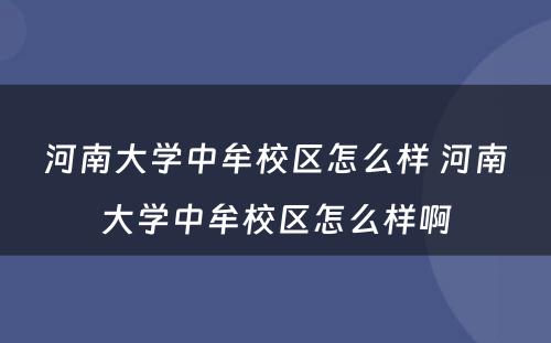 河南大学中牟校区怎么样 河南大学中牟校区怎么样啊