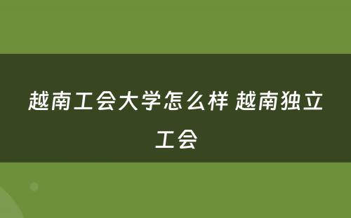 越南工会大学怎么样 越南独立工会