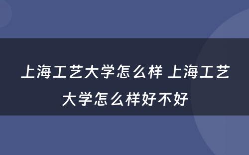 上海工艺大学怎么样 上海工艺大学怎么样好不好