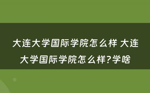 大连大学国际学院怎么样 大连大学国际学院怎么样?学啥