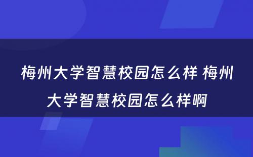 梅州大学智慧校园怎么样 梅州大学智慧校园怎么样啊