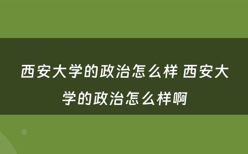 西安大学的政治怎么样 西安大学的政治怎么样啊