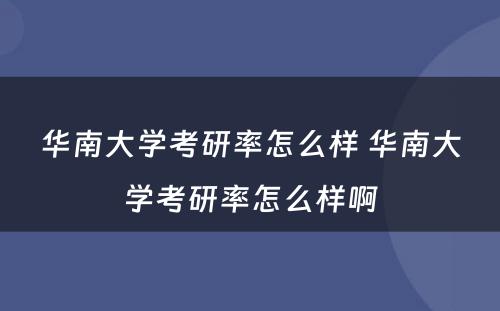 华南大学考研率怎么样 华南大学考研率怎么样啊