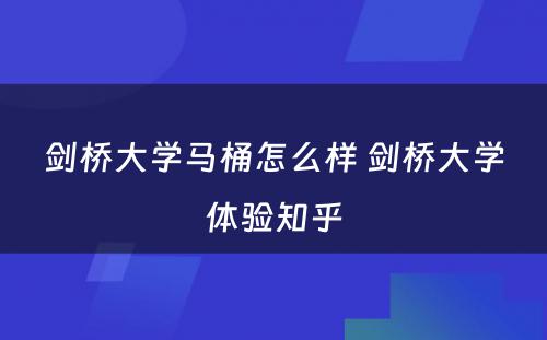 剑桥大学马桶怎么样 剑桥大学体验知乎