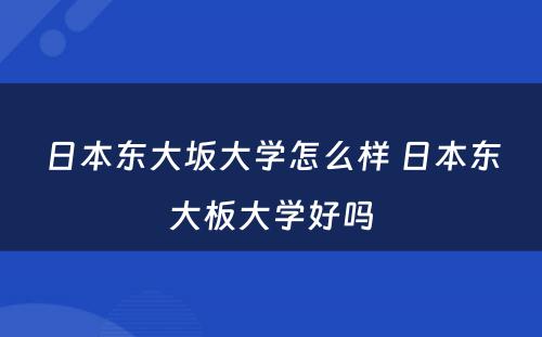 日本东大坂大学怎么样 日本东大板大学好吗