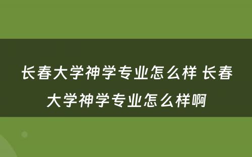 长春大学神学专业怎么样 长春大学神学专业怎么样啊