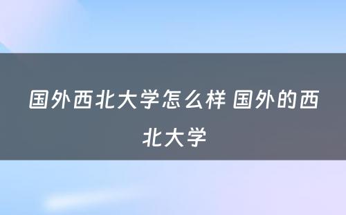 国外西北大学怎么样 国外的西北大学