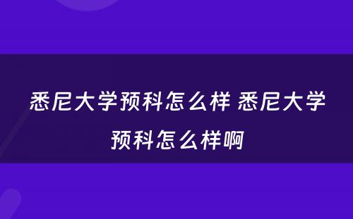 悉尼大学预科怎么样 悉尼大学预科怎么样啊