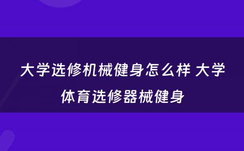 大学选修机械健身怎么样 大学体育选修器械健身