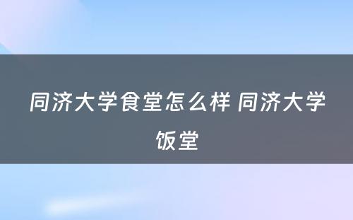 同济大学食堂怎么样 同济大学饭堂