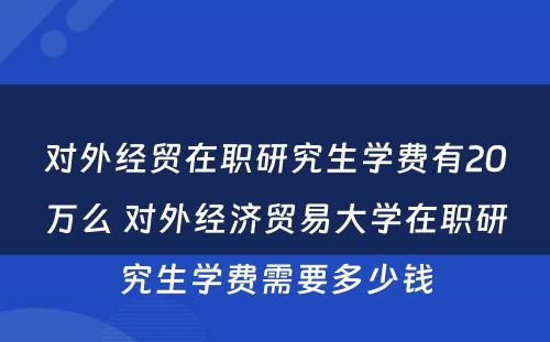 对外经贸在职研究生学费有20万么 对外经济贸易大学在职研究生学费需要多少钱