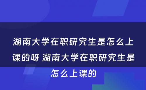 湖南大学在职研究生是怎么上课的呀 湖南大学在职研究生是怎么上课的