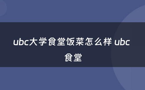 ubc大学食堂饭菜怎么样 ubc 食堂