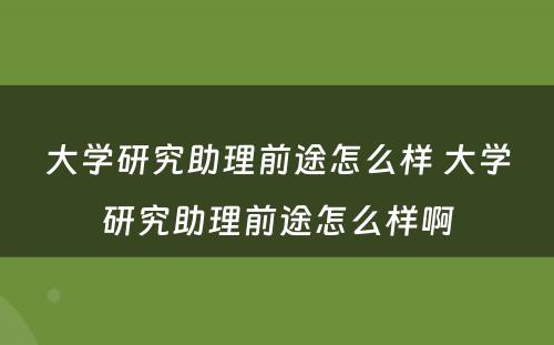 大学研究助理前途怎么样 大学研究助理前途怎么样啊