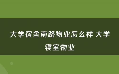 大学宿舍南路物业怎么样 大学寝室物业