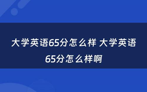大学英语65分怎么样 大学英语65分怎么样啊