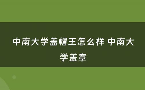 中南大学盖帽王怎么样 中南大学盖章