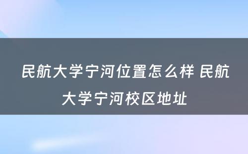 民航大学宁河位置怎么样 民航大学宁河校区地址