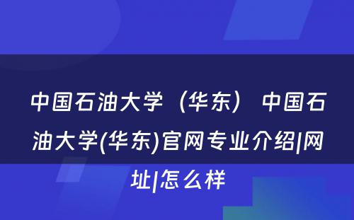 中国石油大学（华东） 中国石油大学(华东)官网专业介绍|网址|怎么样