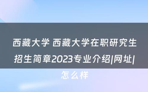 西藏大学 西藏大学在职研究生招生简章2023专业介绍|网址|怎么样