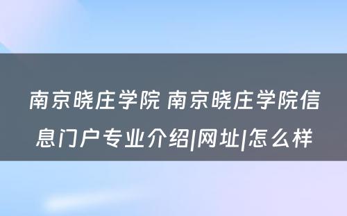 南京晓庄学院 南京晓庄学院信息门户专业介绍|网址|怎么样