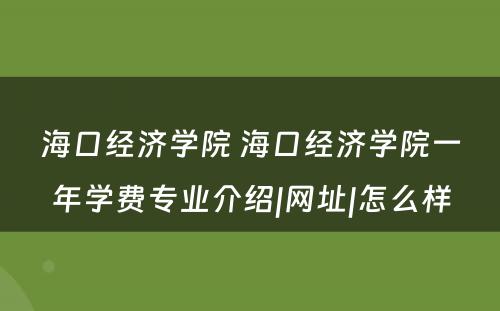 海口经济学院 海口经济学院一年学费专业介绍|网址|怎么样