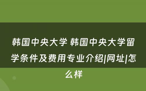 韩国中央大学 韩国中央大学留学条件及费用专业介绍|网址|怎么样