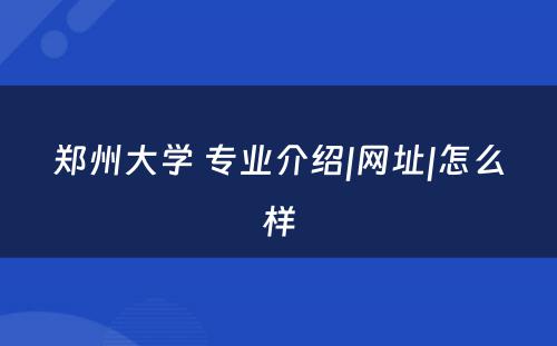 郑州大学 专业介绍|网址|怎么样