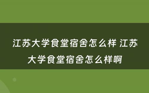 江苏大学食堂宿舍怎么样 江苏大学食堂宿舍怎么样啊