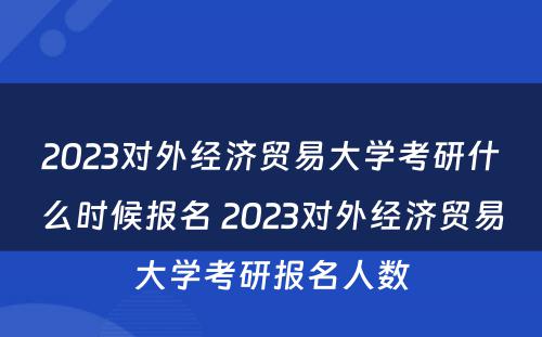 2023对外经济贸易大学考研什么时候报名 2023对外经济贸易大学考研报名人数