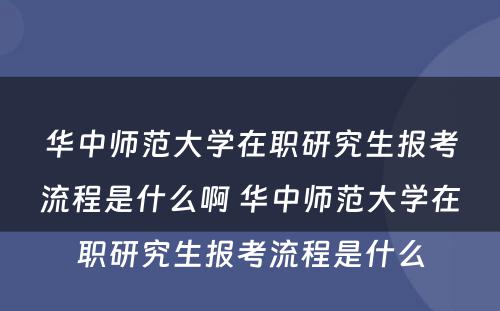 华中师范大学在职研究生报考流程是什么啊 华中师范大学在职研究生报考流程是什么