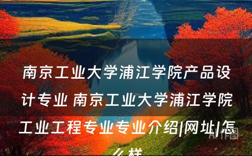 南京工业大学浦江学院产品设计专业 南京工业大学浦江学院工业工程专业专业介绍|网址|怎么样