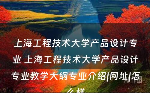 上海工程技术大学产品设计专业 上海工程技术大学产品设计专业教学大纲专业介绍|网址|怎么样