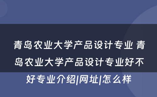 青岛农业大学产品设计专业 青岛农业大学产品设计专业好不好专业介绍|网址|怎么样