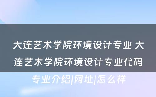 大连艺术学院环境设计专业 大连艺术学院环境设计专业代码专业介绍|网址|怎么样