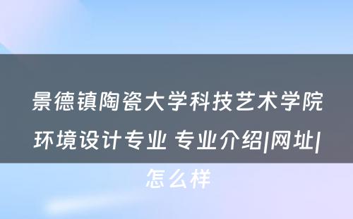 景德镇陶瓷大学科技艺术学院环境设计专业 专业介绍|网址|怎么样