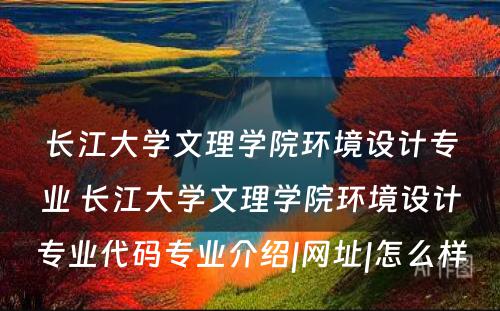 长江大学文理学院环境设计专业 长江大学文理学院环境设计专业代码专业介绍|网址|怎么样